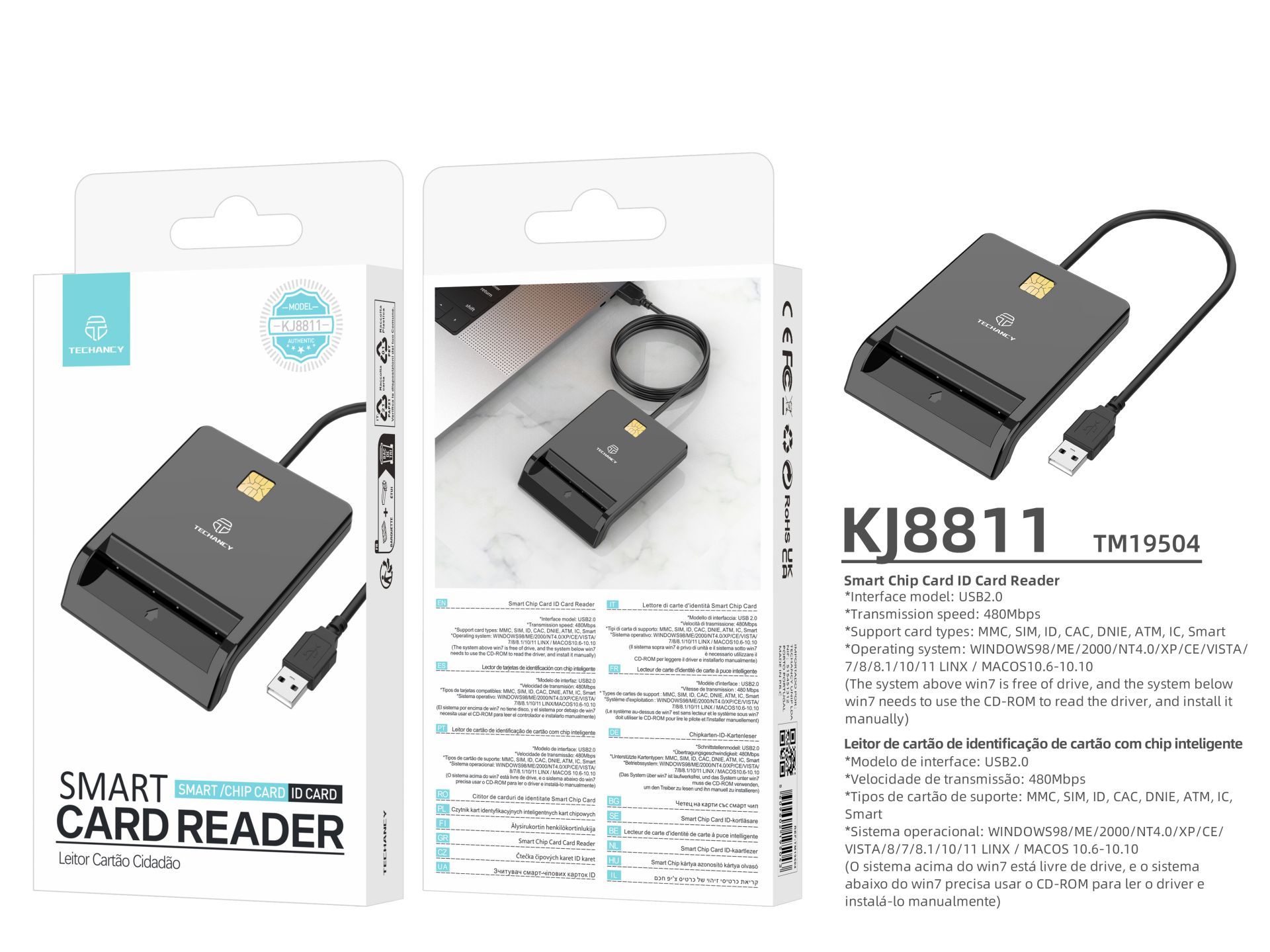 Leitor Cartao Eid/Smart Card Preto Leitor Cartao Eid/Smart Card Preto