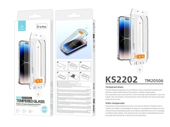 Techancy KS2202 Tempered Glass Screen Protector, 0.33mm, Compatible with iPhone 16 Plus, Quick Insta Techancy KS2202 Tempered Glass Screen Protector, 0.33mm, Compatible with iPhone 16 Plus, Quick Insta