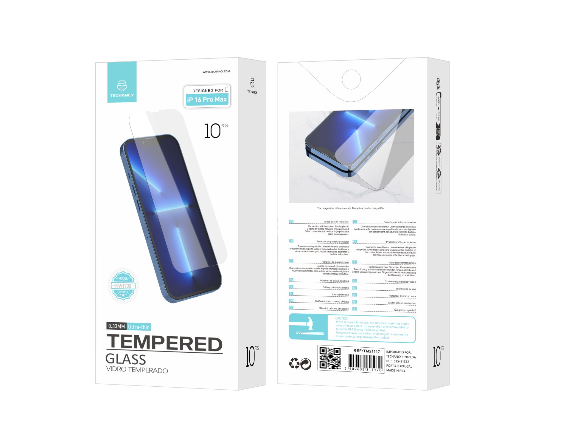 Techancy KW1700 Displayschutz aus gehärtetem Glas, 0,33 mm, kompatibel mit iPhone 16 Pro Max, Anti-F Techancy KW1700 Displayschutz aus gehärtetem Glas, 0,33 mm, kompatibel mit iPhone 16 Pro Max, Anti-F