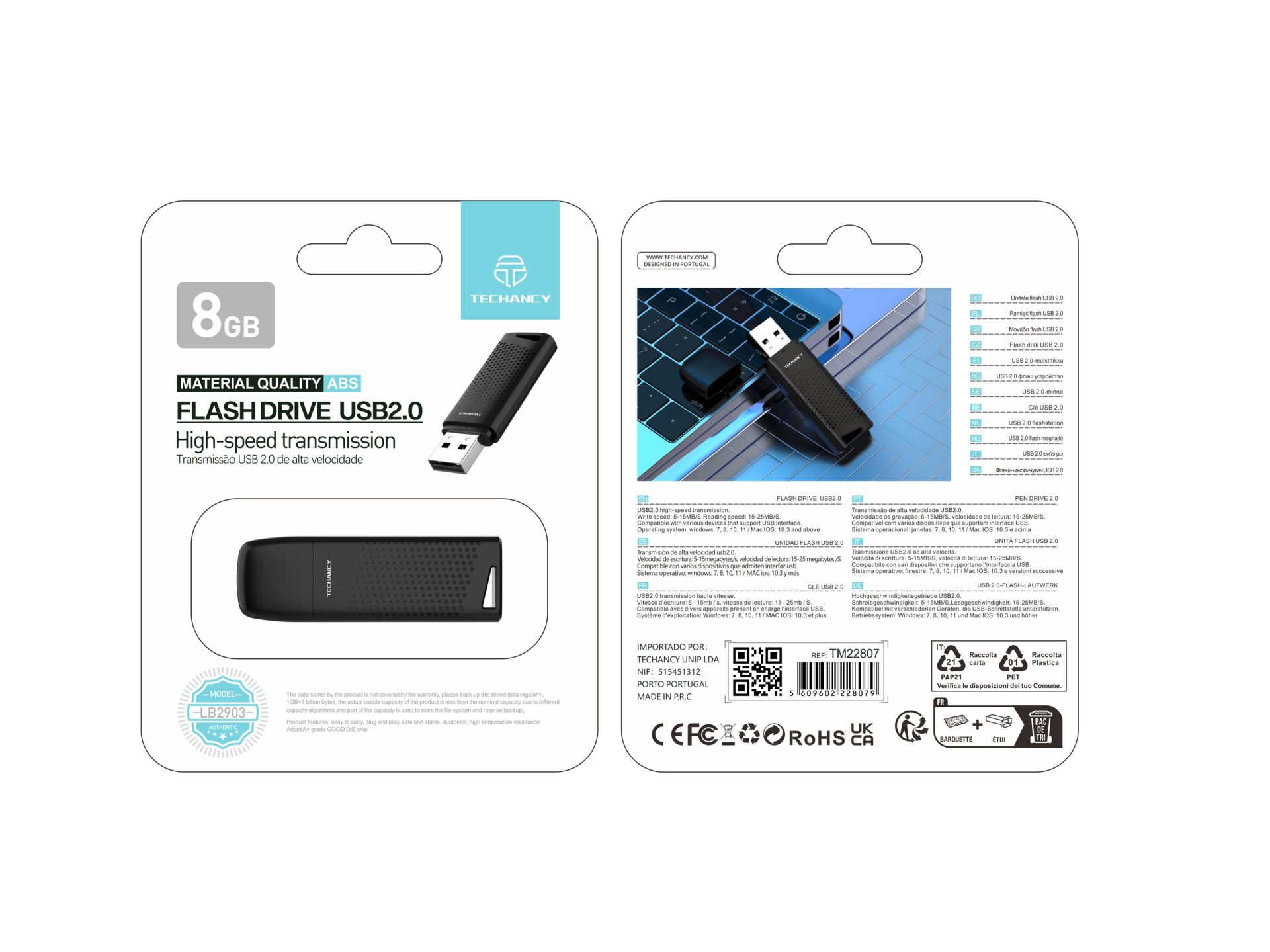 Techancy Usb 2.0 V8 8Gb Flash Drive Usb Speicher Schwarz, Typ-A, Abdeckung Techancy Usb 2.0 V8 8Gb Flash Drive Usb Speicher Schwarz, Typ-A, Abdeckung