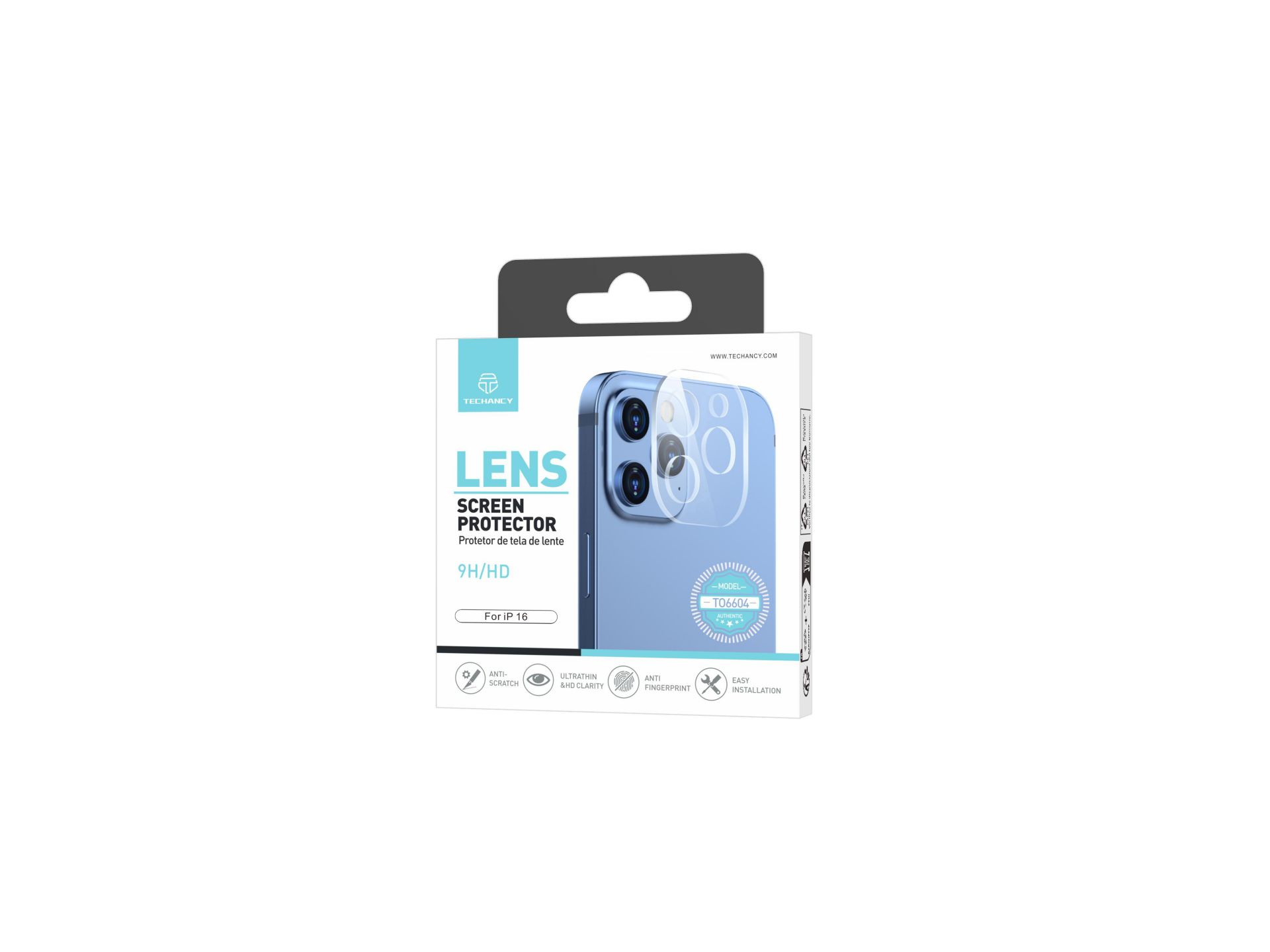echancy T06604 Lente Protectora de Pantalla, Compatible con iPhone 16 Plus, Dureza 9H, Ultra HD, Ant echancy T06604 Lente Protectora de Pantalla, Compatible con iPhone 16 Plus, Dureza 9H, Ultra HD, Ant