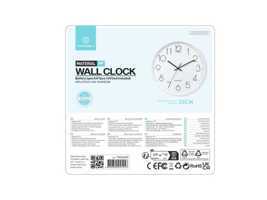 Techancy ME2622 Orologio da parete 30CM, scritte tridimensionali, design moderno, tecnologia di alta Techancy ME2622 Orologio da parete 30CM, scritte tridimensionali, design moderno, tecnologia di alta