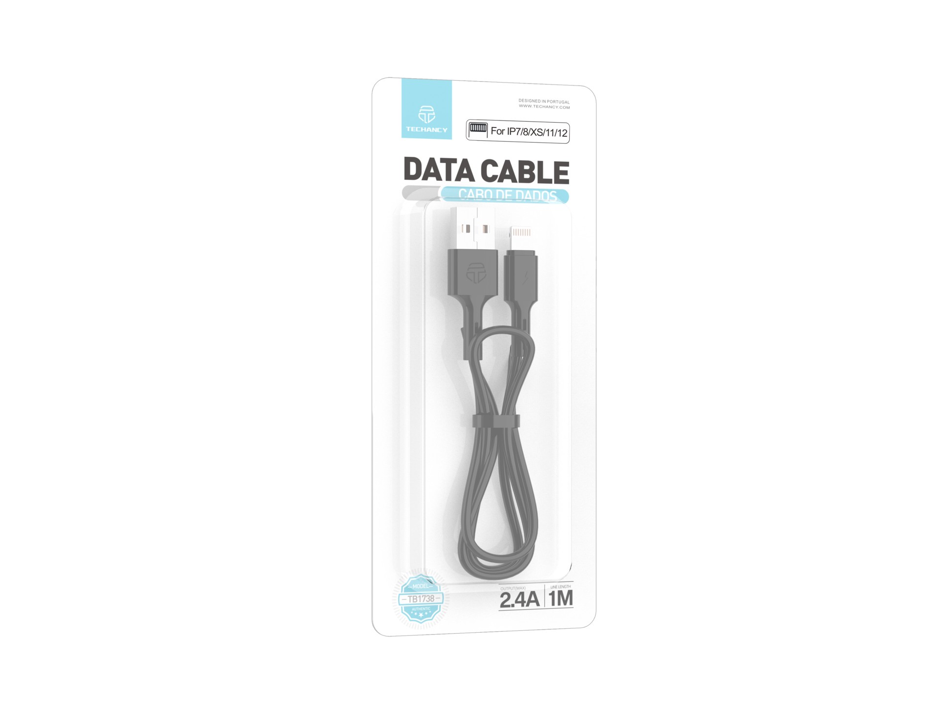 Techancy TB1738 Cable de Datos Negro 1M 2.4A Carga Rápida USB a Lightning Compatible con iPhone Mate Techancy TB1738 Cable de Datos Negro 1M 2.4A Carga Rápida USB a Lightning Compatible con iPhone Mate