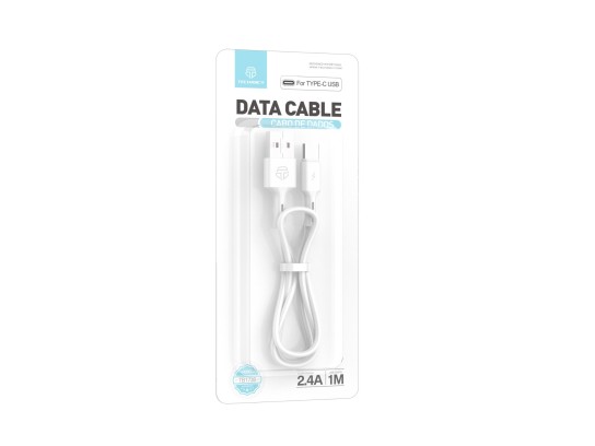 Techancy TB1738 USB-C Data Cable White 1M/2.4A, Fast Charging, PVC Material Techancy TB1738 USB-C Data Cable White 1M/2.4A, Fast Charging, PVC Material