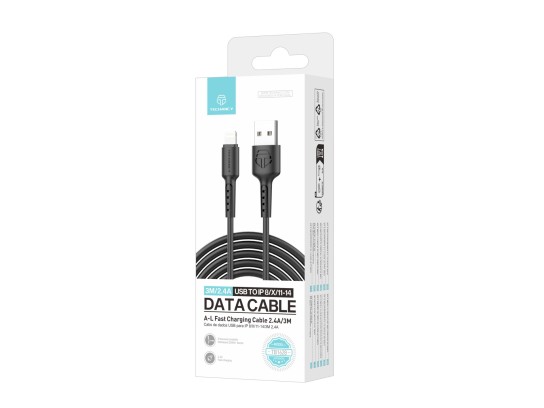 Techancy TB1628 Cable de datos Negro, USB a Lightning cable de carga rápida, 3m/2.4A, compatible con Techancy TB1628 Cable de datos Negro, USB a Lightning cable de carga rápida, 3m/2.4A, compatible con