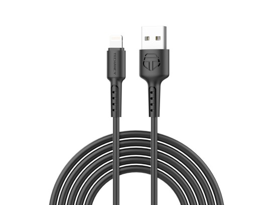 Techancy TB1628 Cavo dati nero, cavo di ricarica rapida da USB a Lightning, 3m/2.4A, compatibile con