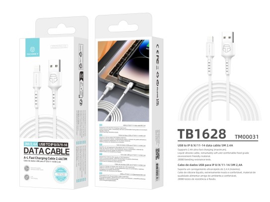 Techancy TB1628 Datenkabel Weiß, USB-zu-Lightning-Schnellladekabel, 3 m/2,4 A, kompatibel mit iPhone Techancy TB1628 Datenkabel Weiß, USB-zu-Lightning-Schnellladekabel, 3 m/2,4 A, kompatibel mit iPhone
