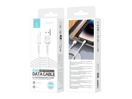 Techancy TB1628 Datenkabel Weiß, USB-zu-Lightning-Schnellladekabel, 3 m/2,4 A, kompatibel mit iPhone Techancy TB1628 Datenkabel Weiß, USB-zu-Lightning-Schnellladekabel, 3 m/2,4 A, kompatibel mit iPhone