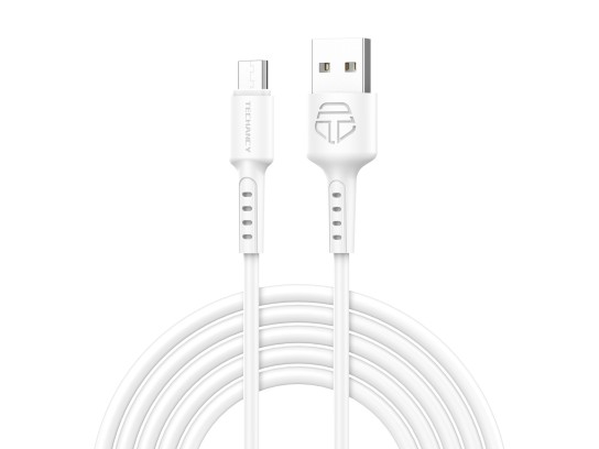 Techancy TB1629 Data Cable White, USB to Micro Fast Charging Cable, 3m/2.4A, Compatible with Android