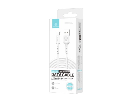 Techancy TB1629 Câble de données blanc, câble de charge rapide USB vers Micro, 3m/2.4A, compatible a Techancy TB1629 Câble de données blanc, câble de charge rapide USB vers Micro, 3m/2.4A, compatible a