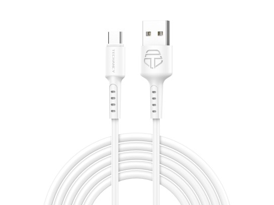 Techancy TB1630 Cabo de Dados Branco, Cabo USB para TIPO C de Carregamento Rapido, 3m/2.4A, Compatv