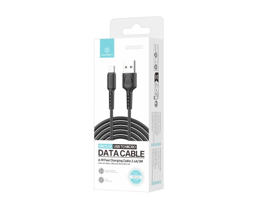 Techancy TB1629 Câble de données noir, câble de charge rapide USB vers micro, 3m/2,4A, compatible av Techancy TB1629 Câble de données noir, câble de charge rapide USB vers micro, 3m/2,4A, compatible av