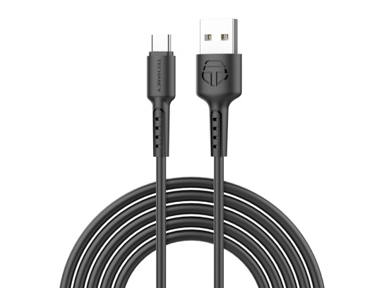 Techancy TB1630 Cabo de Dados Preto, Cabo USB para TIPO C de Carregamento Rapido, 3m/2.4A, Compatve