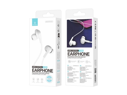 Techancy TD8022 Auricolare Bianco, cuffie intrauricolari cablate da 3,5 mm, microfono integrato, rid Techancy TD8022 Auricolare Bianco, cuffie intrauricolari cablate da 3,5 mm, microfono integrato, rid