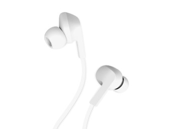 Techancy TD8022 Headset White, casque intra-auriculaire filaire 3,5 mm, microphone intgr, rductio