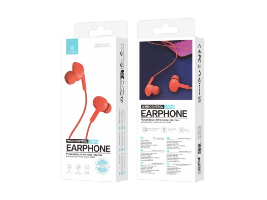 Techancy TD8022 Arancione Cuffie, cuffie intrauricolari cablate da 3,5 mm, microfono integrato, ridu Techancy TD8022 Arancione Cuffie, cuffie intrauricolari cablate da 3,5 mm, microfono integrato, ridu