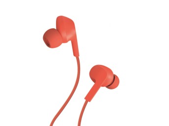 Techancy TD8022 Orange Headset, casque intra-auriculaire filaire 3,5 mm, microphone intgr, rducti