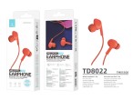 Techancy TD8022 Orange Headset, 3.5mm Wired In-Ear Headphones, Integrated Microphone, Noise Reductio