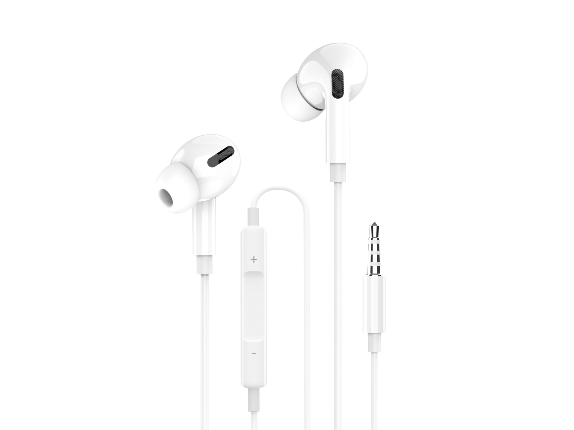 Techancy TD8036 White Earphone, 3.5mm Wired In-Ear Headphones, Integrated Microphone, Noise Reductio