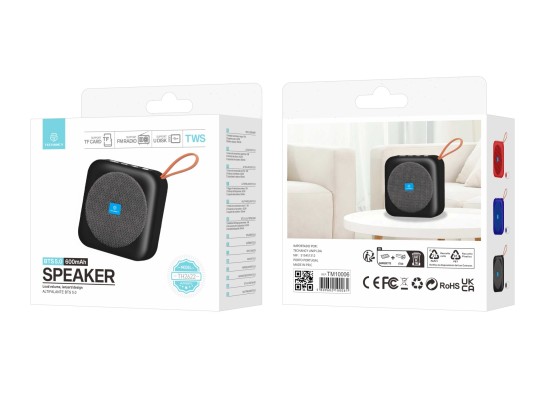 Techancy TH2622 Bluetooth Speaker Black, Portable and Compact, 600mAh Battery, TF/FM/USB/TWS Card Ho