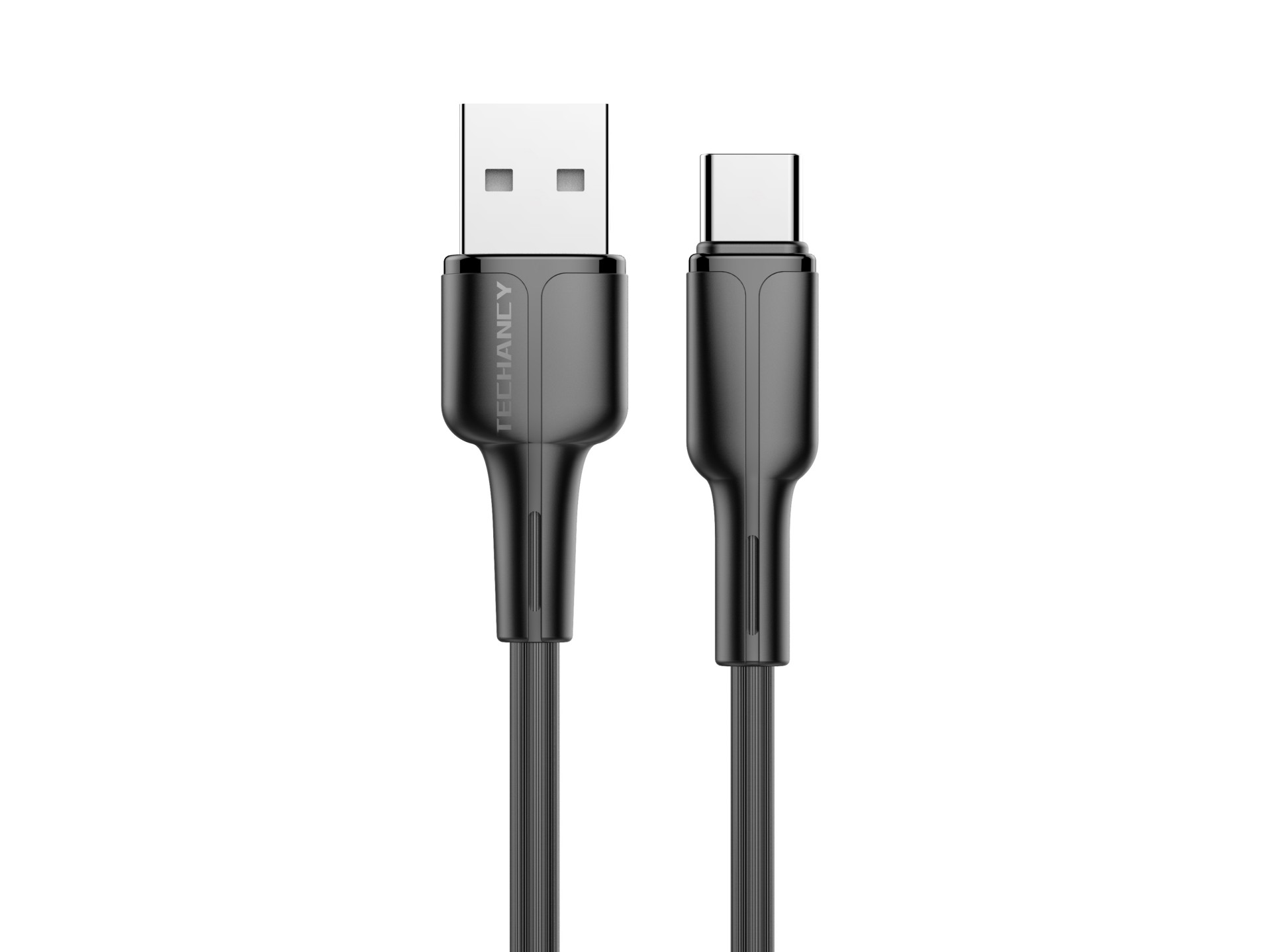 Techancy Pvc Datenkabel 1M Typ-C 2.4A TB1715 Schwarz Techancy Pvc Datenkabel 1M Typ-C 2.4A TB1715 Schwarz