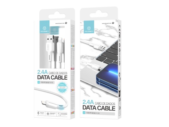 Techancy Pvc Datenkabel 1M Lightning 2.4A TB1659 Weiß Techancy Pvc Datenkabel 1M Lightning 2.4A TB1659 Weiß