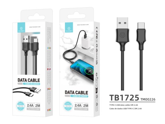 Typ-C Datenkabel 2M Schwarz 2.4A Typ-C Datenkabel 2M Schwarz 2.4A