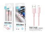 Techancy TB1768 Cable de datos TYPE-C, rosa, compatible con iPhone 7/8/X/XS/11/12/13/14, cable de 1M
