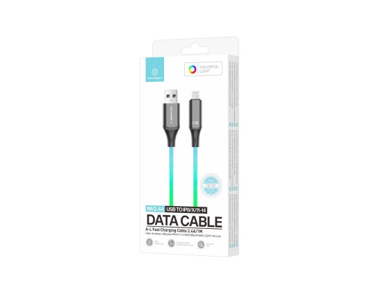 Techancy TB1781 2.4A Data Cable, 7 Colour RGB Light, 1M, IP8/X/11/12/13/14/15 Compatible, Fast Charg Techancy TB1781 2.4A Data Cable, 7 Colour RGB Light, 1M, IP8/X/11/12/13/14/15 Compatible, Fast Charg