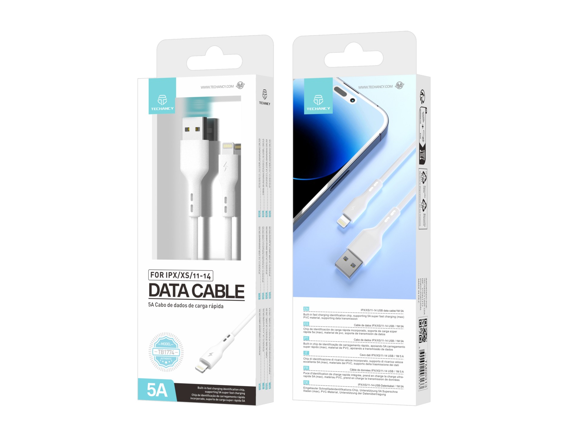 Pvc Cable De Datos Para Ip 11/12/13/14 1M Blanco Pvc Cable De Datos Para Ip 11/12/13/14 1M Blanco
