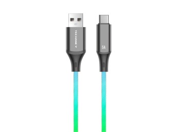 Techancy TB1781 Cabo de Dados 5A, Luz RGB de 7 Cores, 1M, USB para TIPO-C, Compatvel com Smartphone
