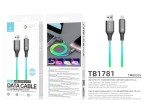 Techancy TB1781 2.4A Data Cable, 7 Colour RGB Light, 1M, IP8/X/11/12/13/14/15 Compatible, Fast Charg