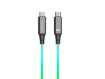 Techancy TB1799 USB-C to TYPE-C data cable, 1 metre, 60W, 7-colour gradient RGB light, 480Mbps data 