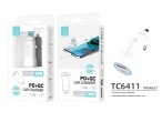 Techancy TC6411 Carregador de Carro 18W Branco Dupla Sada PD+QC Compatvel com Carros e Caminhes C
