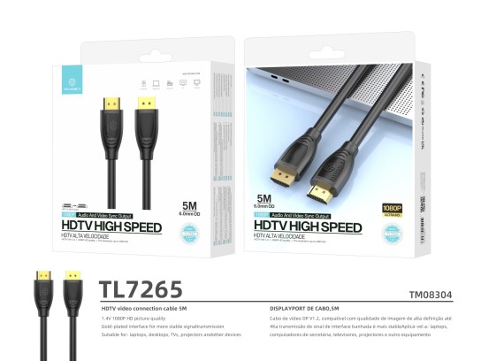 Techancy TL7265 Cabo HDMI Alta Velocidade 5M 1080P para TV, Computador, Projetor e Consolas Techancy TL7265 Cabo HDMI Alta Velocidade 5M 1080P para TV, Computador, Projetor e Consolas
