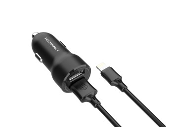 Carregador De Carro 2.4 A Com Cabo Lightning ,Carregador Isqueiro Facil De Carregar Porta Dupla Com 