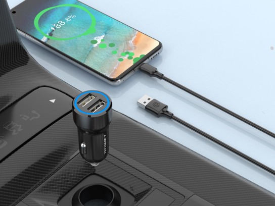 Auto-Ladegerät 2,4 A mit Kabel Typ-C, Auto-Ladegerät einfaches Laden Dual Port mit Led, Handy-Ladege Auto-Ladegerät 2,4 A mit Kabel Typ-C, Auto-Ladegerät einfaches Laden Dual Port mit Led, Handy-Ladege