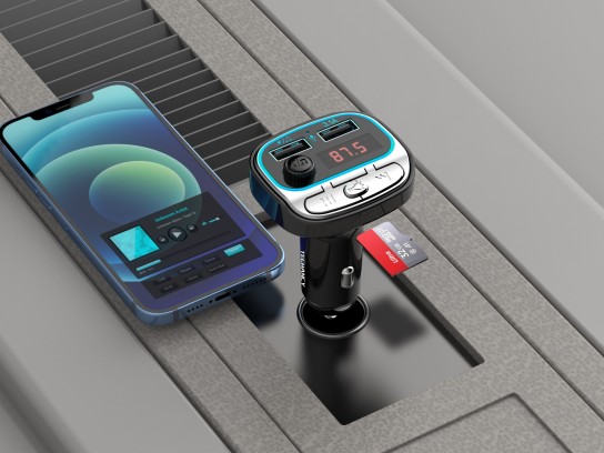 Transmissor Fm Bluetooth Para Carro ,Maos-Livres Sem Fios Leitor Mp3 Carro Preto