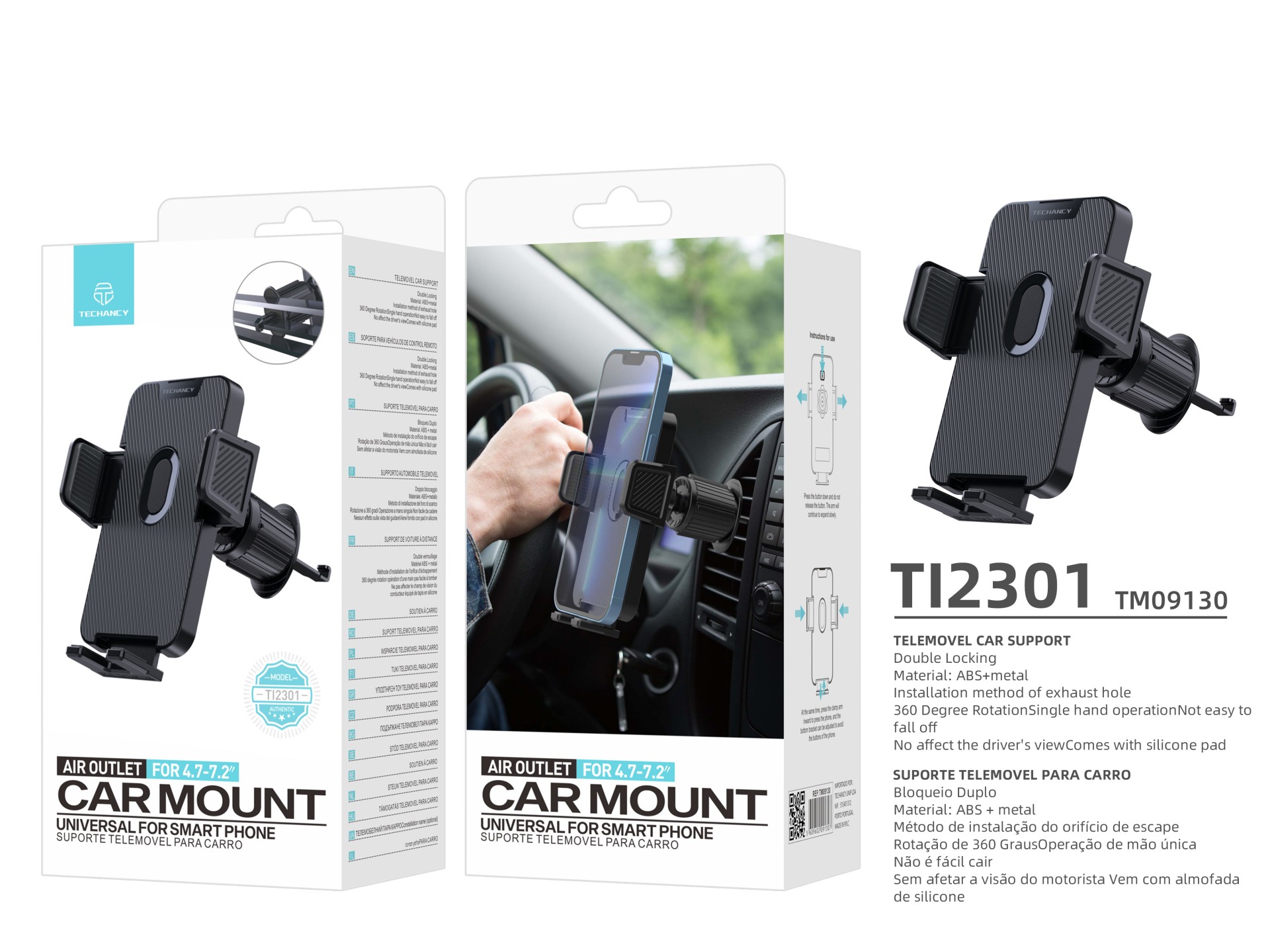 Supporto per auto mobile per la ventilazione dell'aria, supporto per auto mobile rotante a 360� con 