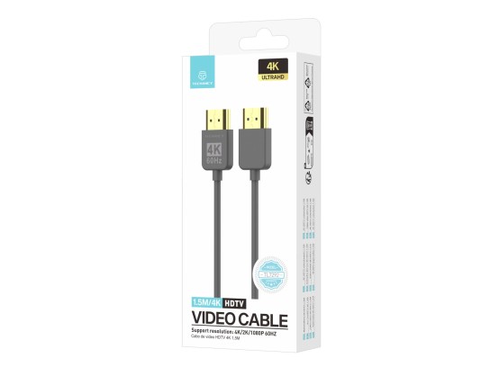 Techancy 4K HDMI video cable TL7292 , 1.5m, grey, supports 4K@60Hz, ideal for computers, TVs and pro Techancy 4K HDMI video cable TL7292 , 1.5m, grey, supports 4K@60Hz, ideal for computers, TVs and pro