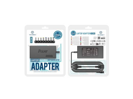 Techancy Adaptador Universal Port�til 120W TL7341 Negro, Entrada 110-240V, Salida 120W, con M�ltiple