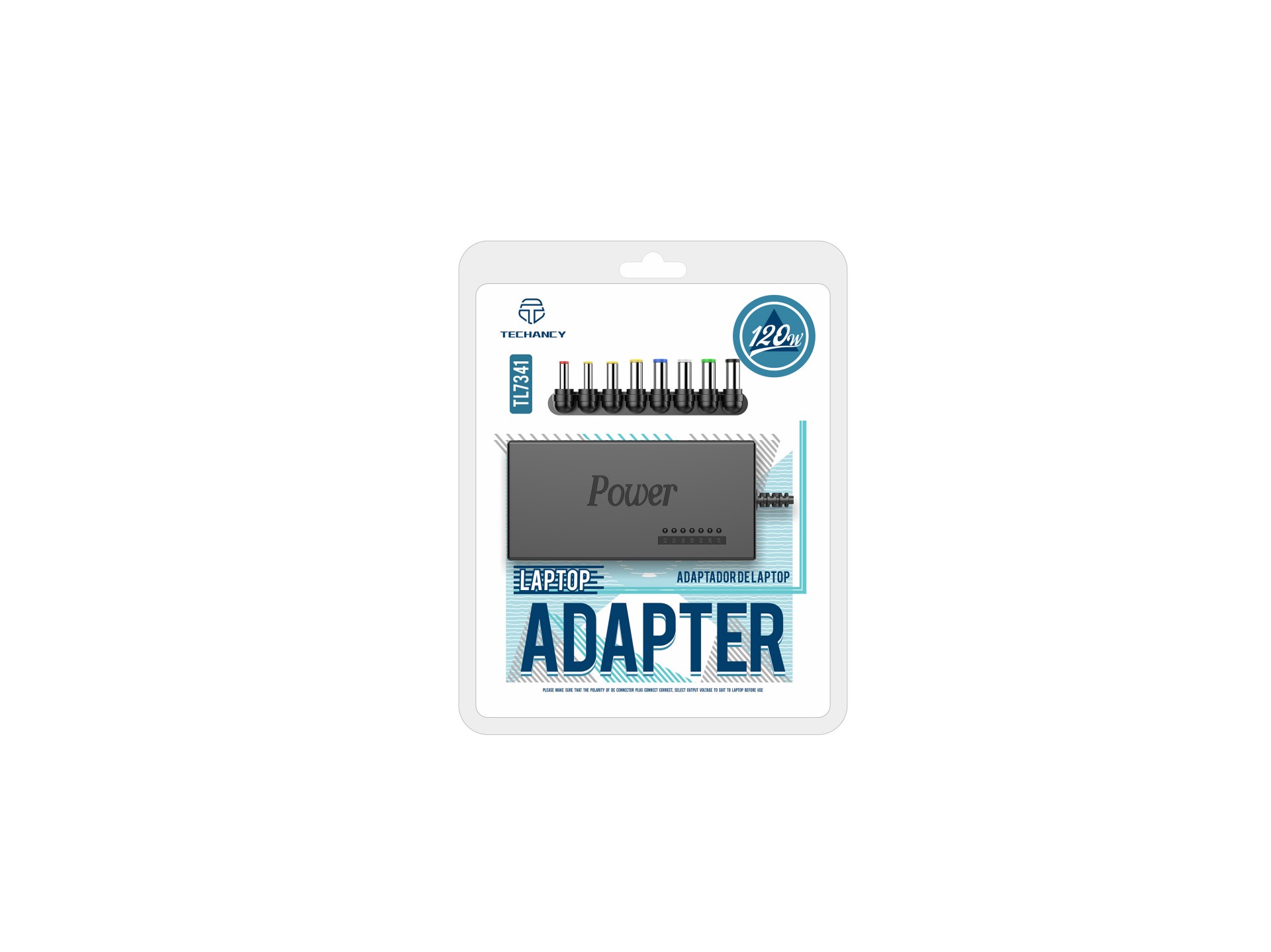 Techancy Adaptador Universal Port�til 120W TL7341 Negro, Entrada 110-240V, Salida 120W, con M�ltiple