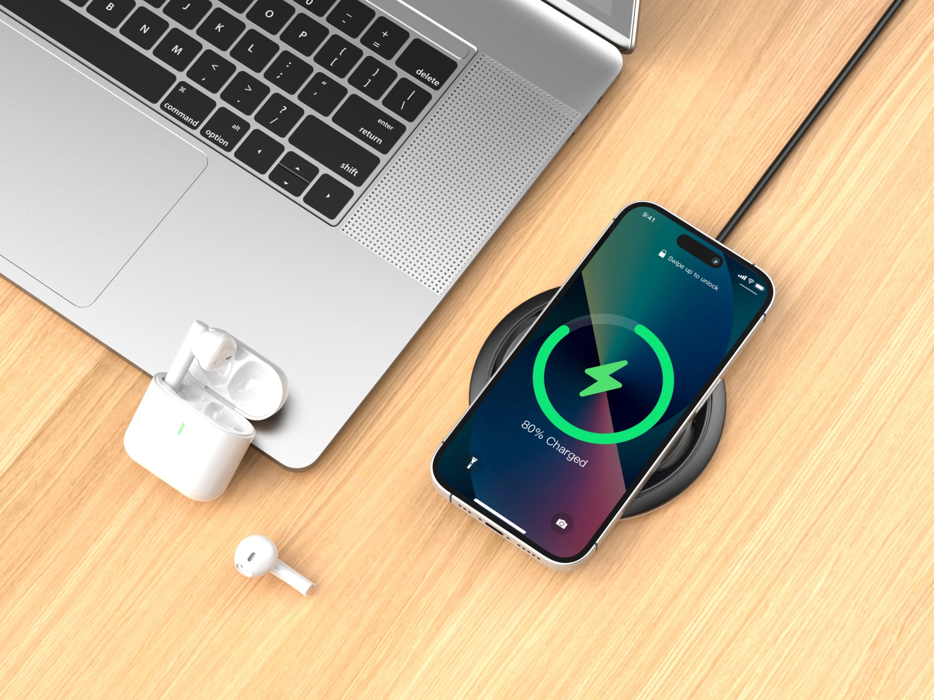 Techancy Wireless Charger 15W TF2799, compatibile con varie marche di smartphone, ricarica veloce e 