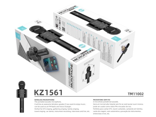 Techancy Wireless Microphone KZ1561, tragbares Karaoke, Bluetooth-Lautsprecher, FM-Radio und Stimmve Techancy Wireless Microphone KZ1561, tragbares Karaoke, Bluetooth-Lautsprecher, FM-Radio und Stimmve