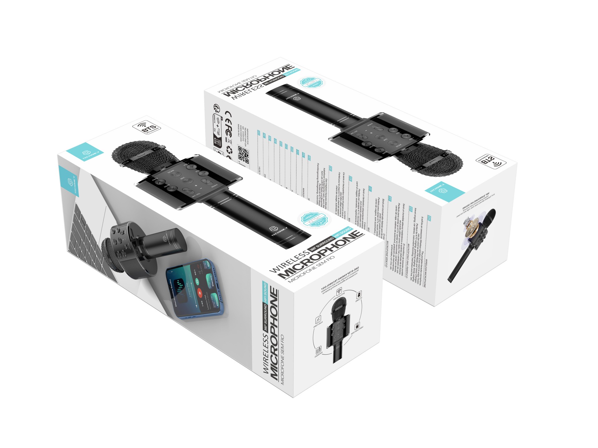 Techancy Wireless Microphone KZ1561, tragbares Karaoke, Bluetooth-Lautsprecher, FM-Radio und Stimmve Techancy Wireless Microphone KZ1561, tragbares Karaoke, Bluetooth-Lautsprecher, FM-Radio und Stimmve