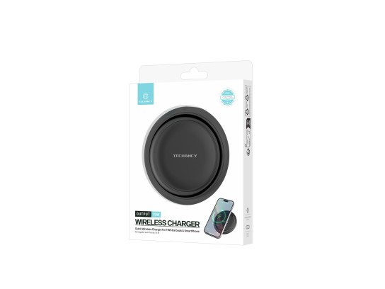 Techancy Wireless Charger 15W TF2799, compatibile con varie marche di smartphone, ricarica veloce e 