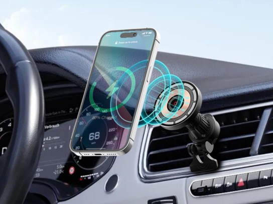 Techancy Magnetic Holder with Wireless Charger 15W TF2824 Black, MagSafe Compatible, 360° Rotation, Techancy Magnetic Holder with Wireless Charger 15W TF2824 Black, MagSafe Compatible, 360° Rotation,
