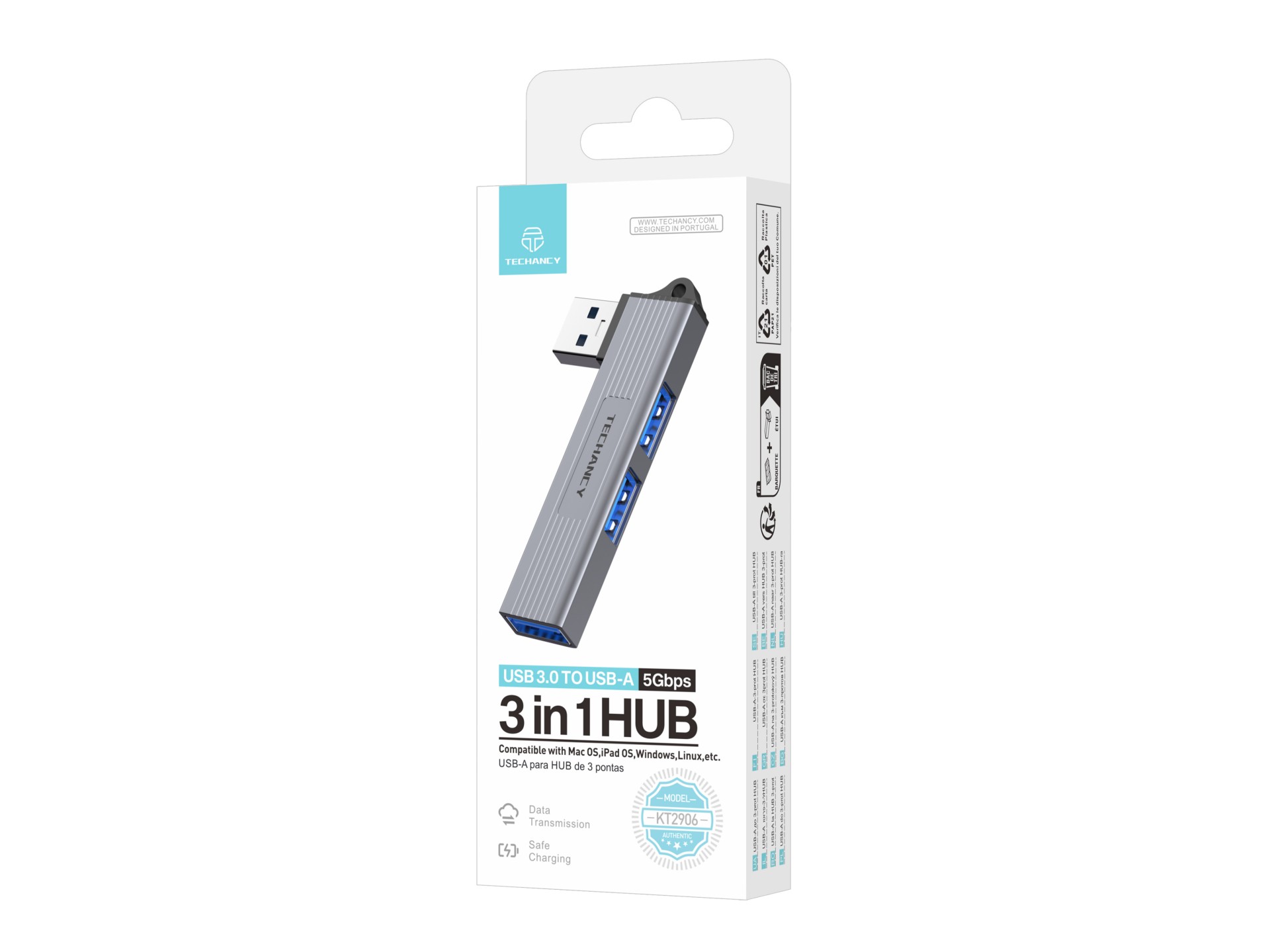 Techancy Hub 3-in-1 USB-A zu USB 3.0 KT2906, kompatibel mit Mac OS/iPad OS/Windows, 5 Gbps Übertragu Techancy Hub 3-in-1 USB-A zu USB 3.0 KT2906, kompatibel mit Mac OS/iPad OS/Windows, 5 Gbps Übertragu