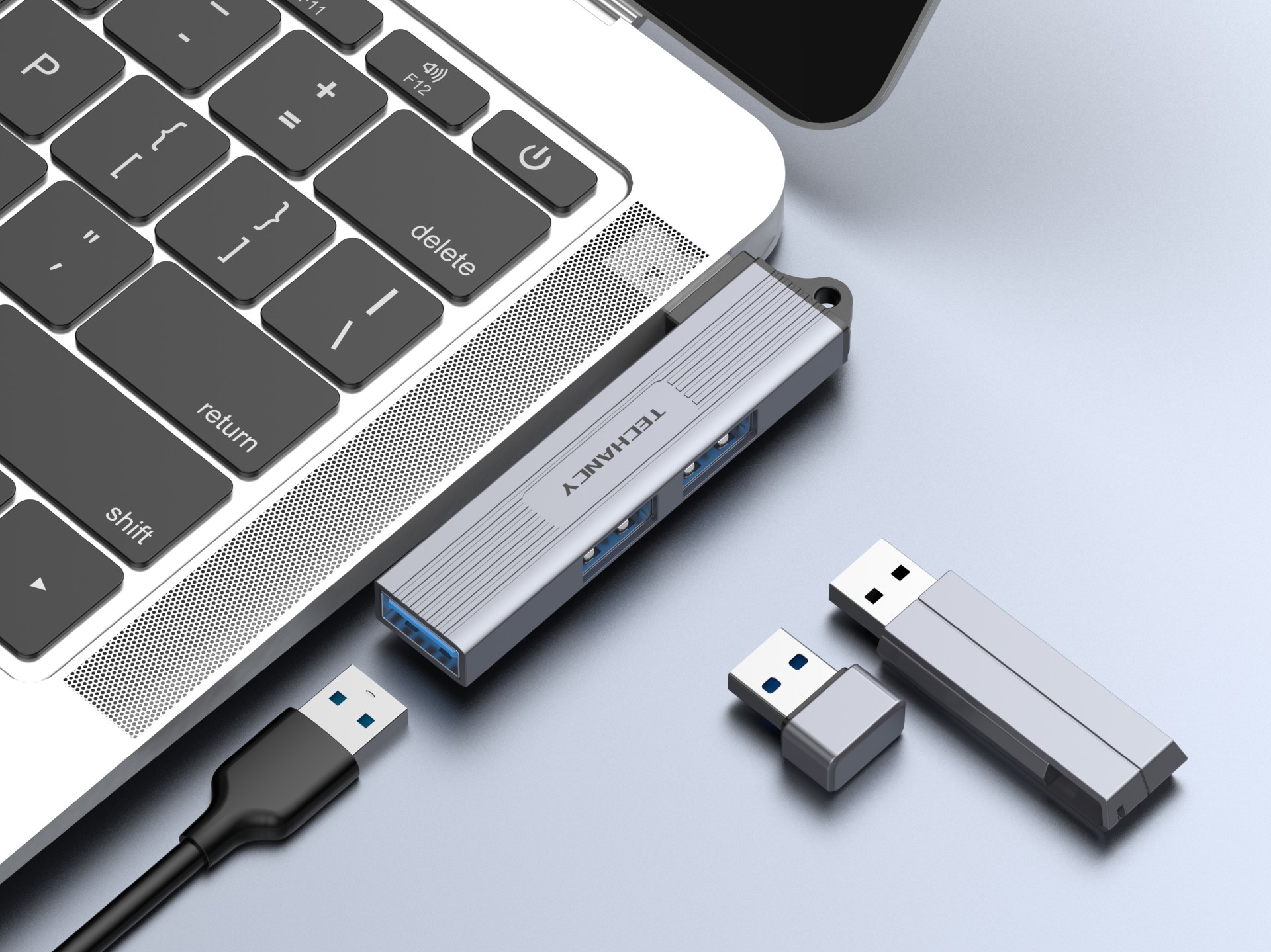 Techancy Hub 3-in-1 USB-A zu USB 3.0 KT2906, kompatibel mit Mac OS/iPad OS/Windows, 5 Gbps Übertragu Techancy Hub 3-in-1 USB-A zu USB 3.0 KT2906, kompatibel mit Mac OS/iPad OS/Windows, 5 Gbps Übertragu