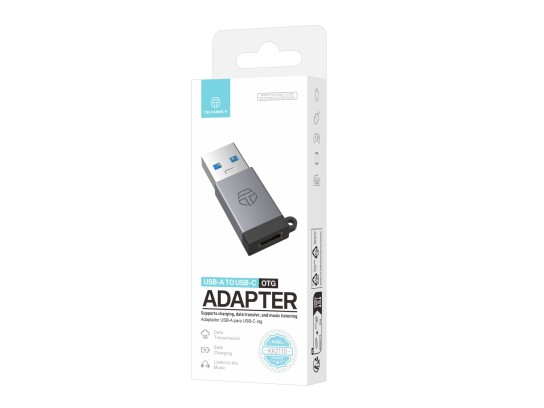 Techancy USB-A to USB-C OTG adapter KK2110 , aluminium alloy, supports data transfer, charging Techancy USB-A to USB-C OTG adapter KK2110 , aluminium alloy, supports data transfer, charging